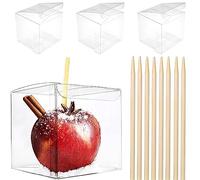 Gorse 30 Pcs Candy Apple Box with Hole Top, PET Clear Box, Transparent Boxes, Clear Gift Boxes for Caramel Apples