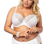 Gorsenia K378 Victoria Women's Underwired Non Padded Bra with Embroidery Adjustable Not Detachable Straps - Made in EU, White,40DD