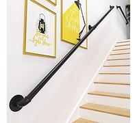 Gorssen Wall Handrail Stairs Staircase Handrail Banister Rail Support Kit Black | for Disabled,Elderly or Child in Inside Outside Indoor Outdoor | Metal Wrought Iron Pipe Design,300cm