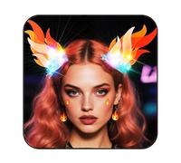 GORTIN Fire Hair Clip Light up Flame Headpiece Red Cosplay Costume Hair Accessories for Women, Colorful Light, 1 Count (Pack of 1)