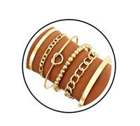 GORTIN Gold Bracelets for Women Stack Bangle Cuff Bracelets Set Beaded Trendy Cuban Link Chain Bracelet Accessories