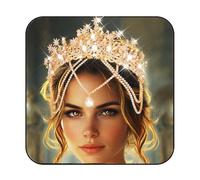 Gortin Rhinestone Crown Gold Bride Wedding Headband Star Tiara Headpiece Bridal Hair Accessories for Women