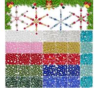 Gorvalin 1935 PCS Christmas Snowflake Bead Kit with Wires, Xmas Beaded Ornament Kits DIY 24 PCS Snowflake Wires with Classic Christmas Color Pearl and Beads Handicraft for Craft Decor