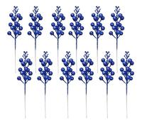 Gorwagely Artificial Berry Picks Sprays Holly Berries Twigs Branches for Diy Crafts Wreath Making Supplies Christmas Tree Decoration Holiday Home Decor (Blue 12Pcs)