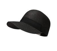 Gorwagely Beach Cap Handmade Sun Visor Baseball Cap Straw Hat Weave Sun Cap Sun Hat (Straw, Black)