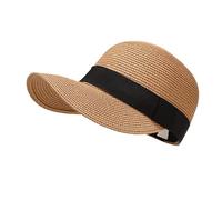 Gorwagely Beach Cap Handmade Sun Visor Baseball Cap Straw Hat Weave Sun Cap Sun Hat (Straw, Khaki)