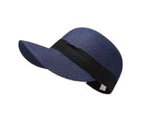 Gorwagely Beach Cap Handmade Sun Visor Baseball Cap Straw Hat Weave Sun Cap Sun Hat (Straw, Navy Blue)