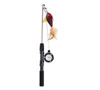 Gorwagely Cat Fishing Toy, Retractable Cat Wand Toys Teaser, Telescopic Fishing Pole (Red)
