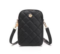 Gorwagely Embroidery Mobile Phone Bags Women Fashion Shoulder Bag Female Mini Crossbody (Black)