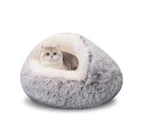 GOSALISU Cat Beds for Indoor Cats, Round Hooded Calming Bed for Small Dogs, Cozy Warming Plush Cat Bed Cave, Anti-Slip Machine Washable Puppy Pet Beds 20inch