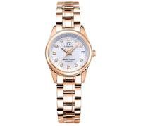 Gosasa Automatic Watch Fashion Women's Analog Watches Stainless Steel Link Waterproof Ladies Luxury Dress Watch, Rose Gold White, Business Casual