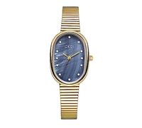 Gosasa Beimu Women's Oval Watch, compact and high-end, light luxury alloy, bamboo strap, waterproof women's watch (Gold Blue)