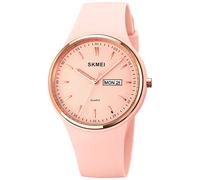 Gosasa Casual Simple Style Silicone Strap Women Men Sports Watches 30M Waterproof, Rose Gold Pink,