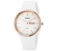 Gosasa Casual Simple Style Silicone Strap Women Men Sports Watches 30M Waterproof, Rose Gold White,