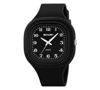 Gosasa Casual Watch Unisex Fashion Square Quartz Watch 50M Waterproof, Minimalist ABS Case Comfortable Silicone Band,Shock Resistant, Multiple Colors, All Black