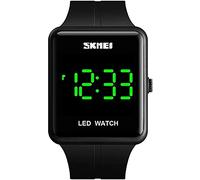 Gosasa Classic Square Face Unisex Women's Men's Digital Multifunction Outdoor Casual Watch Countdown 50M Waterproof Led Light Wristwatch, 1541-Black, Digital