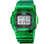 Gosasa Classic Square Face Unisex Women's Men's Digital Multifunction Outdoor Casual Watch Countdown 50M Waterproof Led Light Wristwatch, B Green, Digital