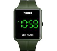 Gosasa Classic Square Face Unisex Women's Men's Digital Multifunction Outdoor Casual Watch Countdown 50M Waterproof Led Light Wristwatch, 1541-Army Green, Stylish simplicity