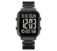 Gosasa Classic Unisex Women's Men's Digital Multifunction Sports Watch Stainless Steel Band Square Waterproof Electronic Led Watch, D Black, M, Digital