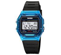 Gosasa Classic Unisex Women's Men's Digital Multifunctional Sports Watch Stainless Steel Strap Square Waterproof Electronic LED Watch B1 Black Blue Sporty