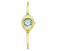 Gosasa Classic Vintage Bangle-Style Women's Watch with Small Dial and Thin Strap Elegant Dress Analog Ladies Wristwatch Fashion Waterproof Quartz Women Gold Watch, Gold Green, Elegant