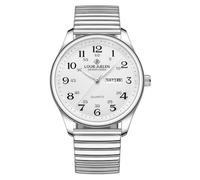 Gosasa Easy-to-Read Quartz Watch for Seniors, Large Numerals, Calendar, 30m Water Resistance, Luminous,Women's Men's Stainless Steel Wrist Watch, Silver Stretch, Men, Modern