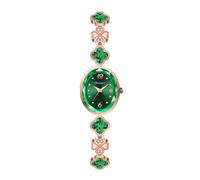 Gosasa Elegant Dress Women's Four-Leaf Clover Oval Bracelet Quartz Watch, A-Green, Luxury