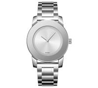 Gosasa Elegant Unisex Stainless Steel Waterproof Quartz Watch with Diamond Accents - Minimalist Luxury Business Casual Wrist Watch for Men and Women, all silver
