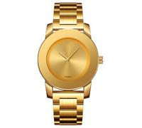 Gosasa Elegant Unisex Stainless Steel Waterproof Quartz Watch with Diamond Accents - Minimalist Luxury Business Casual Wrist Watch for Men and Women, gold gold
