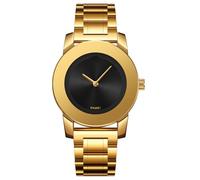 Gosasa Elegant Unisex Stainless Steel Waterproof Quartz Watch with Diamond Accents - Minimalist Luxury Business Casual Wrist Watch for Men and Women, A gold black