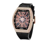 Gosasa Fashion Hip Hop Men's Crystal Watch Bling Bling Watch Rectangle Case Stainless Steel Quartz Analog Bracelet Wristwatch, V Rosegold Black