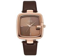 Gosasa Fashion Large Square Dial Women's Watch Minimalist Diamond Quartz Ladies Wristwatch High-end Leather Strap Casual Simple Waterproof Watches for Women, Brown, Fashion