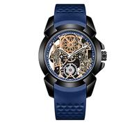 Gosasa Fashion Men's Skeleton Luminous Quartz Watch with Silicone Strap | Round Hollow Dial, Soft Silicone Band, Luminous Hands, Big Face Watch, Casual Sport Style for Daily Wear, Creative Design