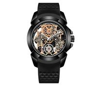 Gosasa Fashion Men's Skeleton Luminous Quartz Watch with Silicone Strap | Round Hollow Dial, Soft Silicone Band, Luminous Hands, Big Face Watch, Casual Sport Style for Daily Wear, Creative Design