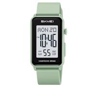 Gosasa Fashion Women’s Men's Digital Watch Unisex Big Numbers Dial Rectangular Face Waterproof Silicone Strap LED Watches, x Light Green, Casual
