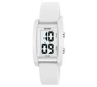 Gosasa Fashion Women’s Men's Digital Watch Unisex Big Numbers Dial Rectangular Face Waterproof Silicone Strap LED Watches, White, Casual