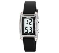 Gosasa Fashion Women’s Men's Digital Watch Unisex Big Numbers Dial Rectangular Face Waterproof Silicone Strap LED Watches, Transparent Black, Casual
