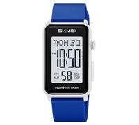 Gosasa Fashion Women’s Men's Digital Watch Unisex Big Numbers Dial Rectangular Face Waterproof Silicone Strap LED Watches, x Blue White, Casual