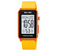 Gosasa Fashion Women’s Men's Digital Watch Unisex Big Numbers Dial Rectangular Face Waterproof Silicone Strap LED Watches, x Orange Yellow, Casual