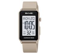 Gosasa Fashion Women’s Men's Digital Watch Unisex Big Numbers Dial Rectangular Face Waterproof Silicone Strap LED Watches, x Apricot, Casual