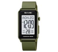 Gosasa Fashion Women’s Men's Digital Watch Unisex Big Numbers Dial Rectangular Face Waterproof Silicone Strap LED Watches, x Army Green, Casual