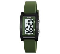 Gosasa Fashion Women's Men's Digital Watch Unisex Large Numbers Dial Rectangular Dial Waterproof Silicone Strap LED Watches, Green, Casual