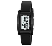 Gosasa Fashion Women's Men's Digital Watch Unisex Large Numbers Dial Rectangular Dial Waterproof Silicone Strap LED Watches, Black, Casual