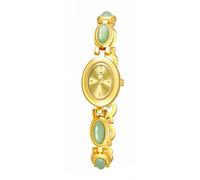 Gosasa Gold Watch for Women Vintage Bracelet Luxury Natural Gemstone Oval Dial Stainless Steel Waterproof Elegant Women's Analog Qaurtz Watch, Gold, Elegant