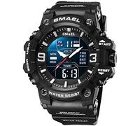 Gosasa Large Face Mens Digital Watch Military Multifunction Casual Dual Display 12H/24H Stopwatch Calendar Wrist Watch, Black, Digital