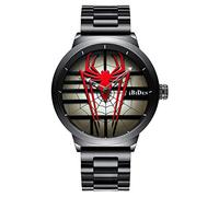 Gosasa Luxury Men's Spider Man Watch Stainless Steel Quartz Watch Large Face Wrist Watch for Men