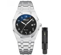 Gosasa Luxury Men's Watch Chronography Business Quartz Watch for Men Calendar Luminous Fashion Male Wristwatch Waterproof Stainless Steel Strap, T-Silver Black, Business