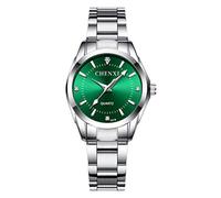 Gosasa Women Classic Fashion Watch Casual Business Quartz Watch Stainless Steel Waterproof Luminous Dress Silver Watches, B Green, Fashion