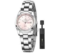 Gosasa Luxury Women's Watches Luminous Waterproof Calendar Ladies Stainless Steel Dress Quartz Wrist Watch Tool Included , A Pink, Casual