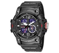 Gosasa Men Large Dial Digital Sport Watch Military Watch LED Backlight Waterproof Electronic Watch for Men (Black), Black Black, Japanese